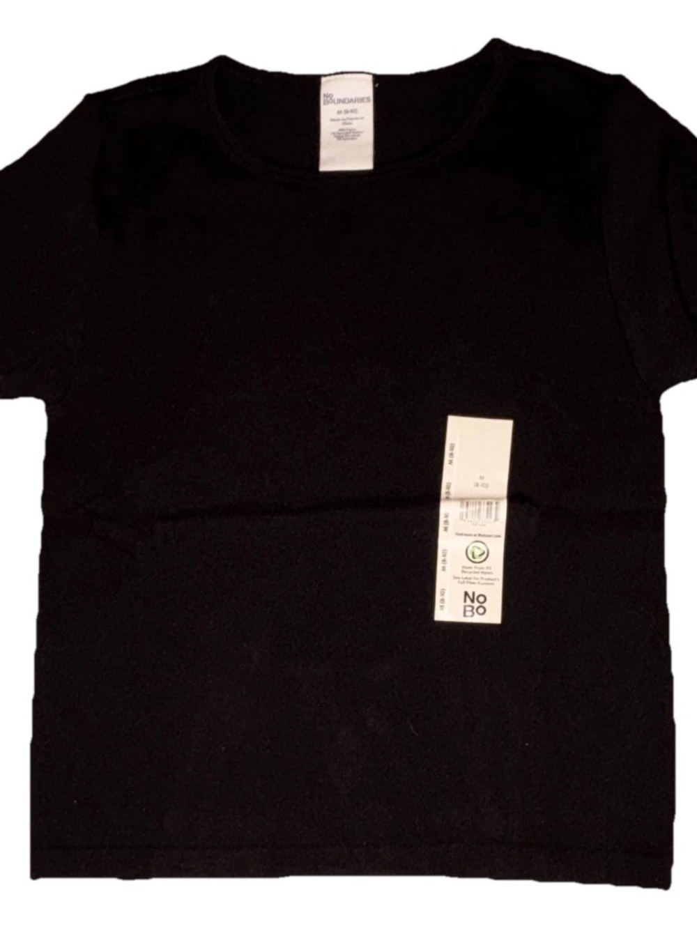 No Boundaries Women’s Black  Stretch Knit Crew Neck T-Shirt Short Sleeve M